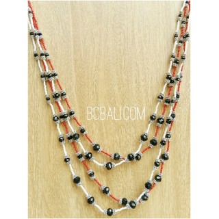 two color crystal beads necklaces layer bali